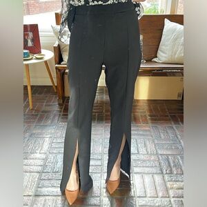 Black Split-Hem Women's Dress Pants - Sleek Tailored Fit